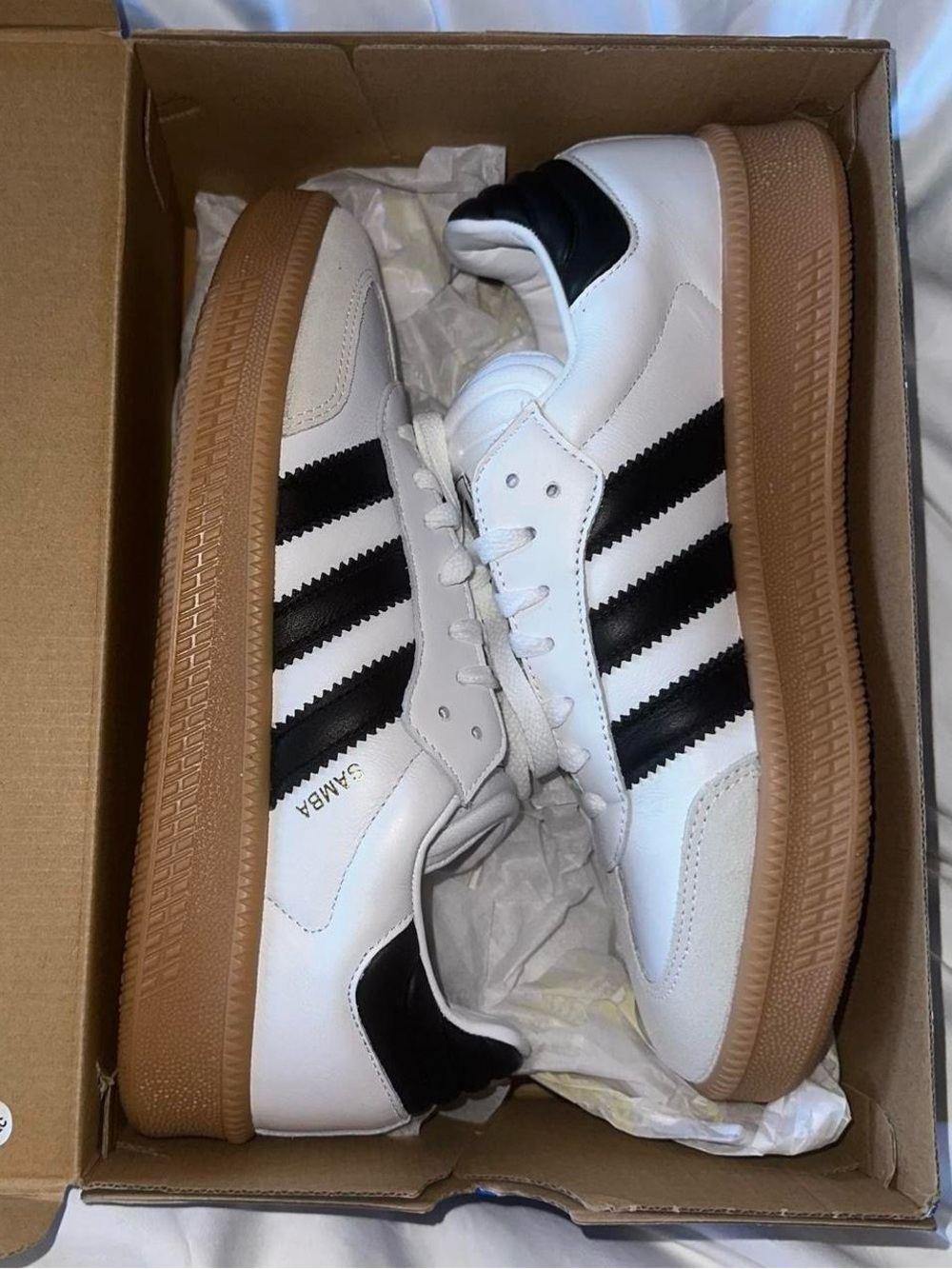 BNIB Adidas Sambas XLG Black White Gum Soles Three Stripes Platform Sneakers